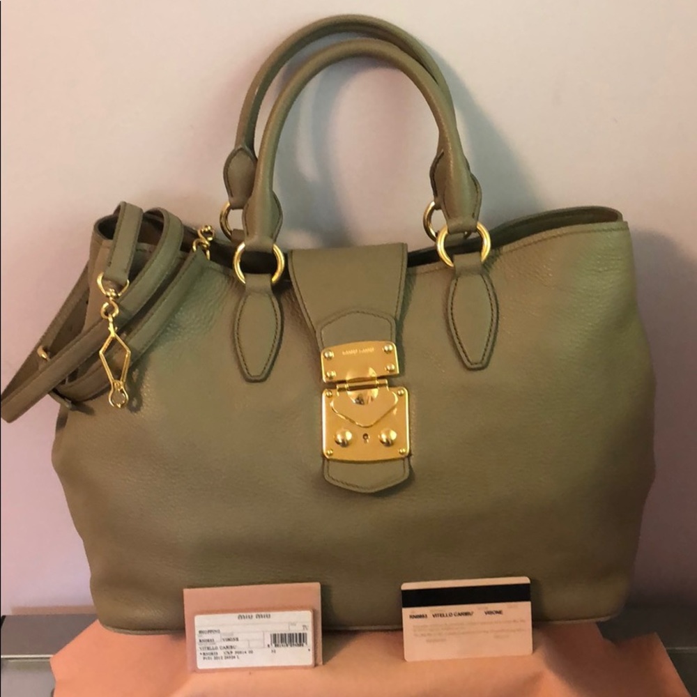 MIU MIU 💋Vitelli Caribu Leather Tote RN0853